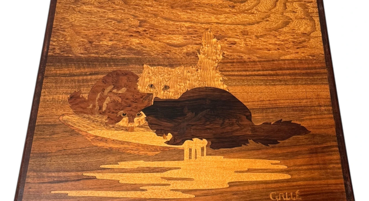 Art Nouveau Set of Four Nesting Tables by Emile Galle Nancy France, 1900s